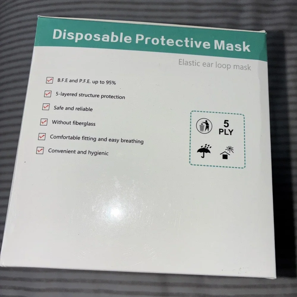 KN95 Face Mask 95% Filter Disposable Respirator 5-Ply Protective Cover